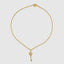 Four Leaf Clover Lucky Key Necklace in gold with intricate details
