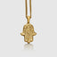 Hamsa Inscription Evil Eye Pendant With Chain