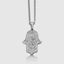 Hamsa Inscription Evil Eye Pendant With Chain