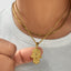 Hamsa Inscription Evil Eye Pendant With Chain