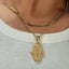 Hamsa Inscription Evil Eye Pendant With Chain