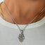 Hamsa Inscription Evil Eye Pendant With Chain
