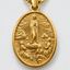 Close up DVNCI apparition pendant bail and chain link detail 18k gold jewelry
