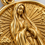 DVNCI Virgin Mary apparition pendant necklace overhead studio shot white background
