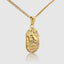 DVNCI Aquarius zodiac pendant necklace worn model front view collarbone editorial shot