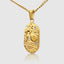 DVNCI Aquarius zodiac pendant necklace side profile 20 inch curb chain gold jewelry