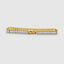 Clasp engraving detail on yellow gold baguette tennis bracelet
