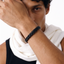 DVNCI black woven cuff bangle open ends detail stainless steel luxury jewelry
