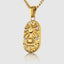 DVNCI Cancer pendant necklace curb chain clasp branded hexagon tag detail gold