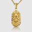 DVNCI Cancer zodiac pendant necklace worn model front view collarbone editorial shot