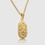 DVNCI Capricorn pendant necklace curb chain clasp branded hexagon tag detail gold