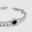 Close up DVNCI diamond simulant sparkle detail four leaf clover tennis bracelet white gold
