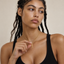 DVNCI cornicello pendant necklace model lifestyle editorial shot London luxury jewelry
