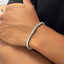 3mm white gold diamond tennis bracelet worn on wrist