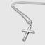 Close up fluted bevelled edge cross pendant 18k white gold filled DVNCI luxury jewelry