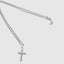 DVNCI 18k white gold fluted cross pendant necklace overhead studio shot white background