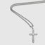 DVNCI 18k white gold fluted cross pendant necklace worn by model lifestyle shot