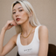 DVNCI 18k yellow gold franco chain necklace flat lay overhead product shot