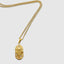 DVNCI Gemini pendant necklace curb chain clasp detail 18k yellow gold luxury jewelry