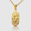 DVNCI Gemini zodiac pendant necklace worn model front view collarbone editorial shot
