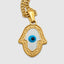 DVNCI Hamsa evil eye pendant necklace 18k yellow gold protection amulet jewelry
