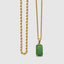 DVNCI jade pendant necklace lobster clasp branded hexagon tag detail yellow gold