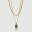 Close up DVNCI natural jade pendant stone 18k yellow gold setting detail shot