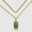 DVNCI jade pendant with chain and wheat layered chain necklace 18k yellow gold