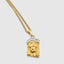 DVNCI Jesus crown pendant necklace flat lay product shot white background two tone gold