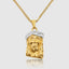 DVNCI Jesus crown pendant necklace 18k yellow and white gold two tone luxury jewelry