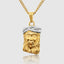 DVNCI Jesus crown pendant necklace overhead studio shot white background luxury jewelry