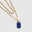 DVNCI 18k gold lapis lazuli pendant layered chain necklace worn model front view editorial