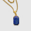 DVNCI lapis lazuli pendant wheat layered chain necklace overhead studio shot white background
