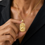 DVNCI Leo zodiac pendant lion symbol engraving detail 18k gold star sign jewelry
