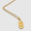 DVNCI Leo zodiac pendant necklace side profile 20 inch curb chain gold jewelry

