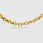 Close up DVNCI lip link chain flat oval links polished 18k yellow gold detail
