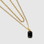 DVNCI black onyx pendant layered chain necklace side profile luxury jewelry studio shot