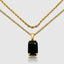 DVNCI black onyx pendant with chain and wheat layered chain necklace 18k yellow gold