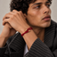 DVNCI red braided silk cord texture macro detail magnetic wrap bracelet
