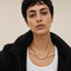 DVNCI rolo chain necklace model lifestyle editorial shot London luxury jewelry