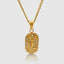 DVNCI Scorpio pendant SCORPIO inscription along base hand-textured gold detail
