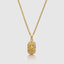 DVNCI Scorpio zodiac pendant necklace worn by model collarbone lifestyle shot gold
