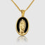 DVNCI Virgin Mary black enamel pendant necklace 18k yellow gold Catholic jewelry