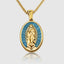 DVNCI Virgin Mary blue pearl pendant necklace 18k gold natural mother of pearl jewelry