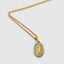 DVNCI Virgin Mary pendant necklace curb chain clasp detail 18k gold Catholic jewelry