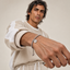 DVNCI white gold cluster ball bracelet overhead studio shot luxury minimalist jewelry
