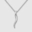 Close up DVNCI Cornicello pendant twisted horn detail 18k white gold jewelry
