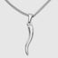 White gold Cornicello pendant necklace luxury gift packaging herringbone box London

