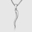 Premium white gold Italian horn pendant necklace unisex protection gift DVNCI London
