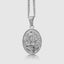 DVNCI Fatima pendant necklace worn model collarbone lifestyle editorial shot white gold
